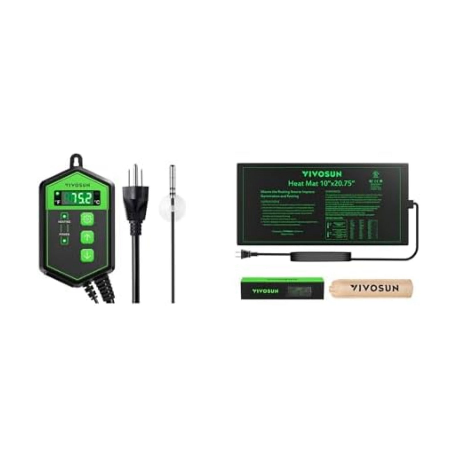 VIVOSUN Digital Heat Mat Thermostat Controller and Durable Waterproof Seedling Heat Mat 10" x 20.75" UL & MET-Certified