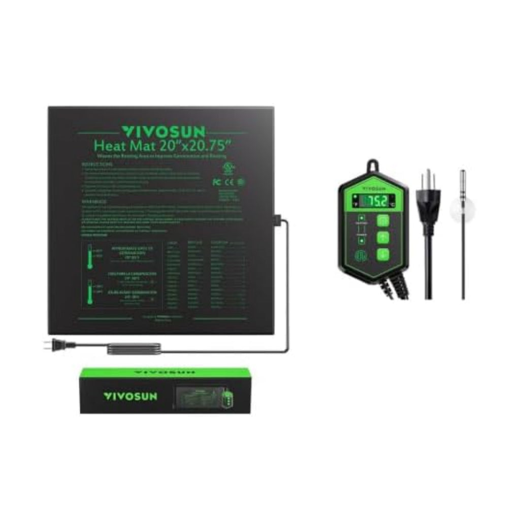 VIVOSUN Durable Waterproof Seedling Heat Mat 20" x 20.75" and Digital Heat Mat Thermostat Controller, 40–108 ºF 1000W