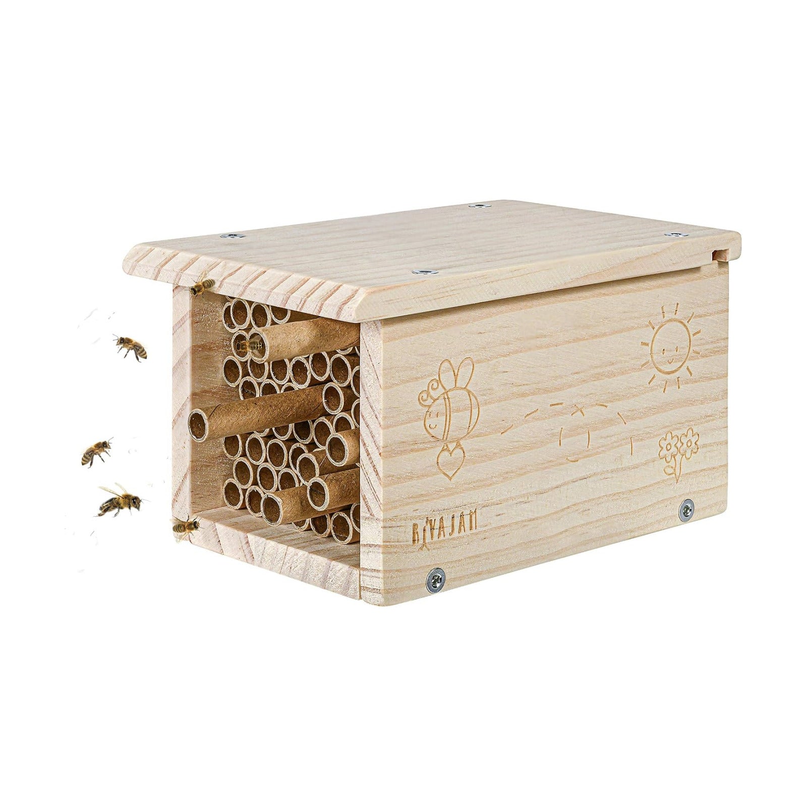 Rivajam Build a Bee House DIY Woodworking Project | Solitary Mason Bee House Nesting Box Wood Building Kit & Tools