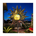 Large Sun Solar Garden Decor Lights Outdoor Garden Gifts Mom Dad, Crackle Glass Metal Stake Backyard Decor, Waterproof