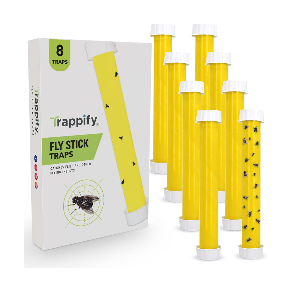 Trappify Hanging Fly Trap & Fruit Fly Traps for Indoors, Yellow, 8 Pack | Recycled Paper Stick with Ultra-Tacky