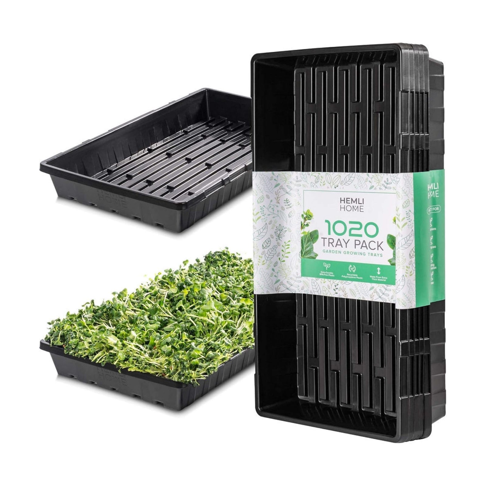 1020 Seed Starting Trays - 5-Pack Reusable Plastic Germination Trays for Microgreens & Seedlings