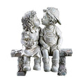 Lily's Home 8.25-Inch First Kiss Statue - Resin Garden Decor for Outside - Outdoor and Garden Decorations - Little Girl