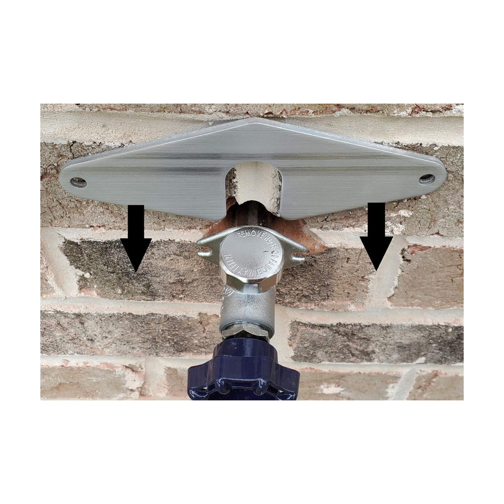 The HOSE BIB BUDDY - Finest Spigot Mounting Plate | The ONLY Slide-in. Patented | No Faucet Removal! | Outdoor Faucet Repair | Made in USA | Thick Aluminum-Magnesium Securing Plate (1 Pack)