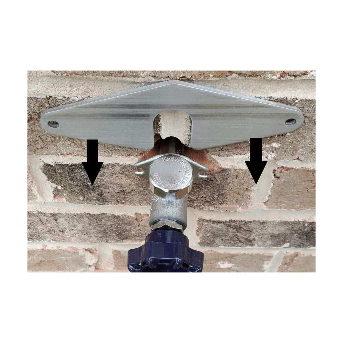 The HOSE BIB BUDDY - Finest Spigot Mounting Plate | The ONLY Slide-in. Patented | No Faucet Removal! | Outdoor Faucet Repair | Made in USA | Thick Aluminum-Magnesium Securing Plate (1 Pack)