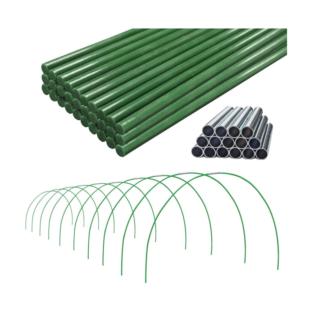 Garden Greenhouse Hoops Kit 15 Sets -2-Section Design, 8ft Grow Tunnels Poles Plant Raised Beds, 30 Pcs 4ft Solid