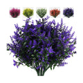 RECUTMS Artificial Greenery Lavender Fake Shrubs Flowers 8 Pcs UV Resistant