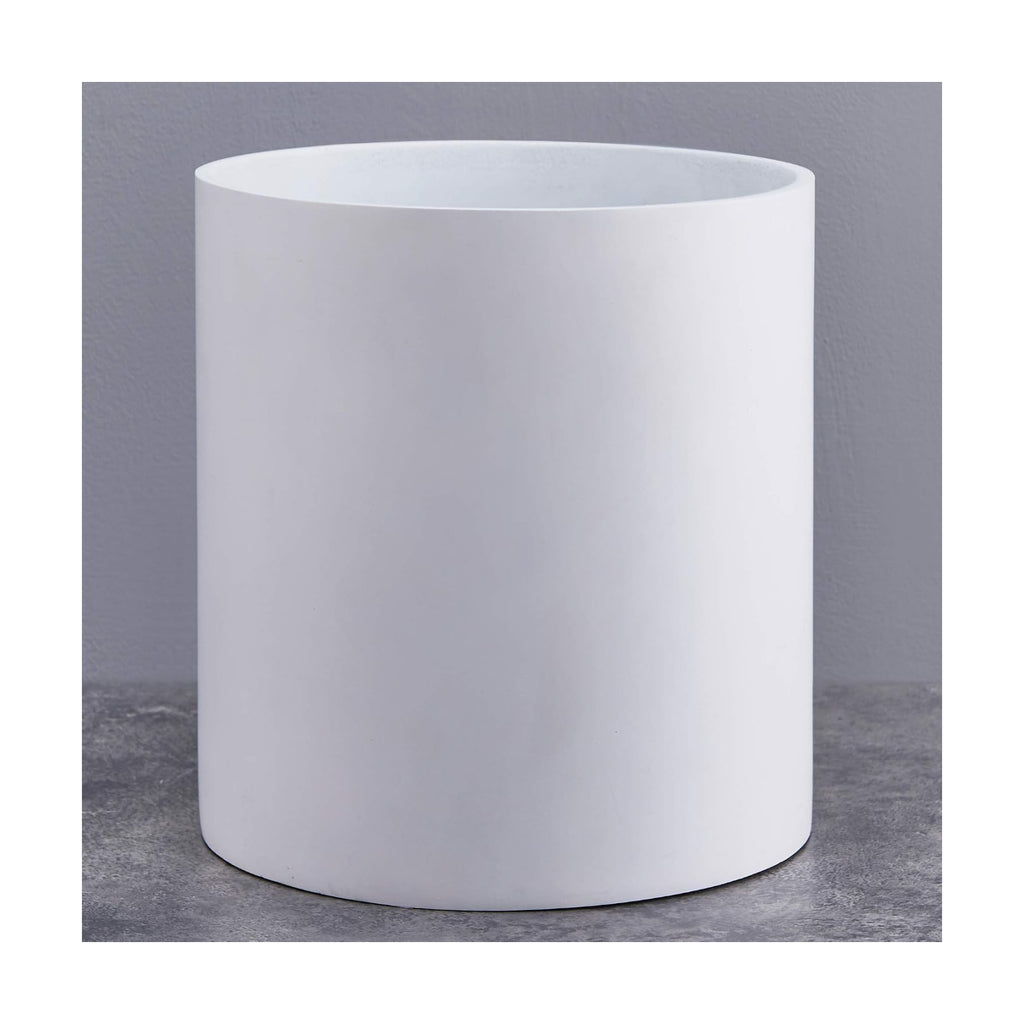 FaithLand 14 Inch Fiberstone Planter - Lightweight Modern Cylinder Plant Pot with Drainage Hole & Plug, Indoor Outdoor
