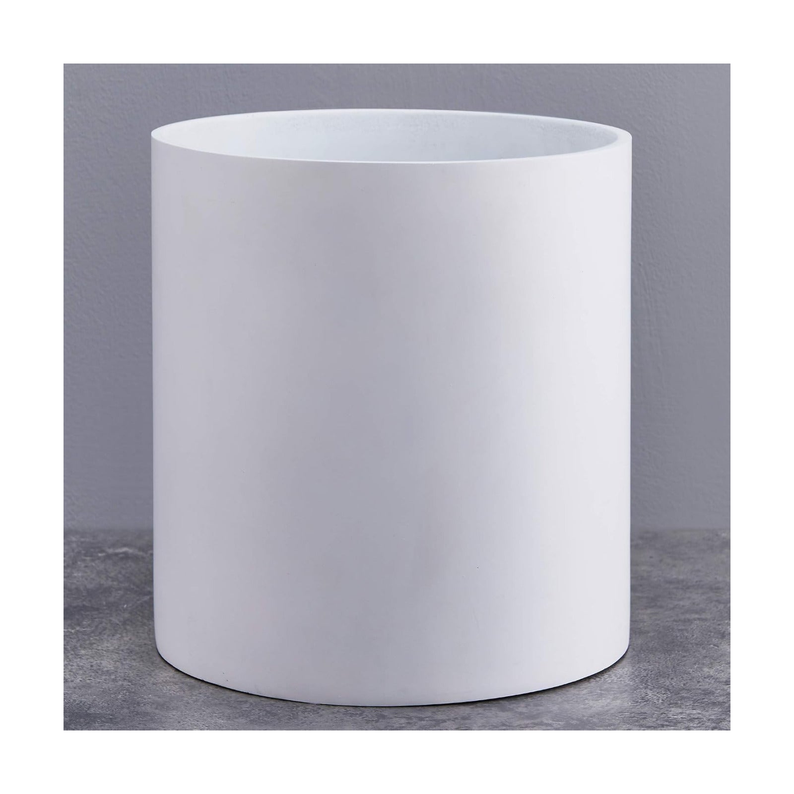 FaithLand 14 Inch Fiberstone Planter - Lightweight Modern Cylinder Plant Pot with Drainage Hole & Plug, Indoor Outdoor