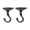 Sungmor Heavy Duty Cast Iron Ceiling Hooks - 2PC Black, 3.5x3.9Inch Decorative Plant Hangers, Indoor Outdoor Swag Hooks