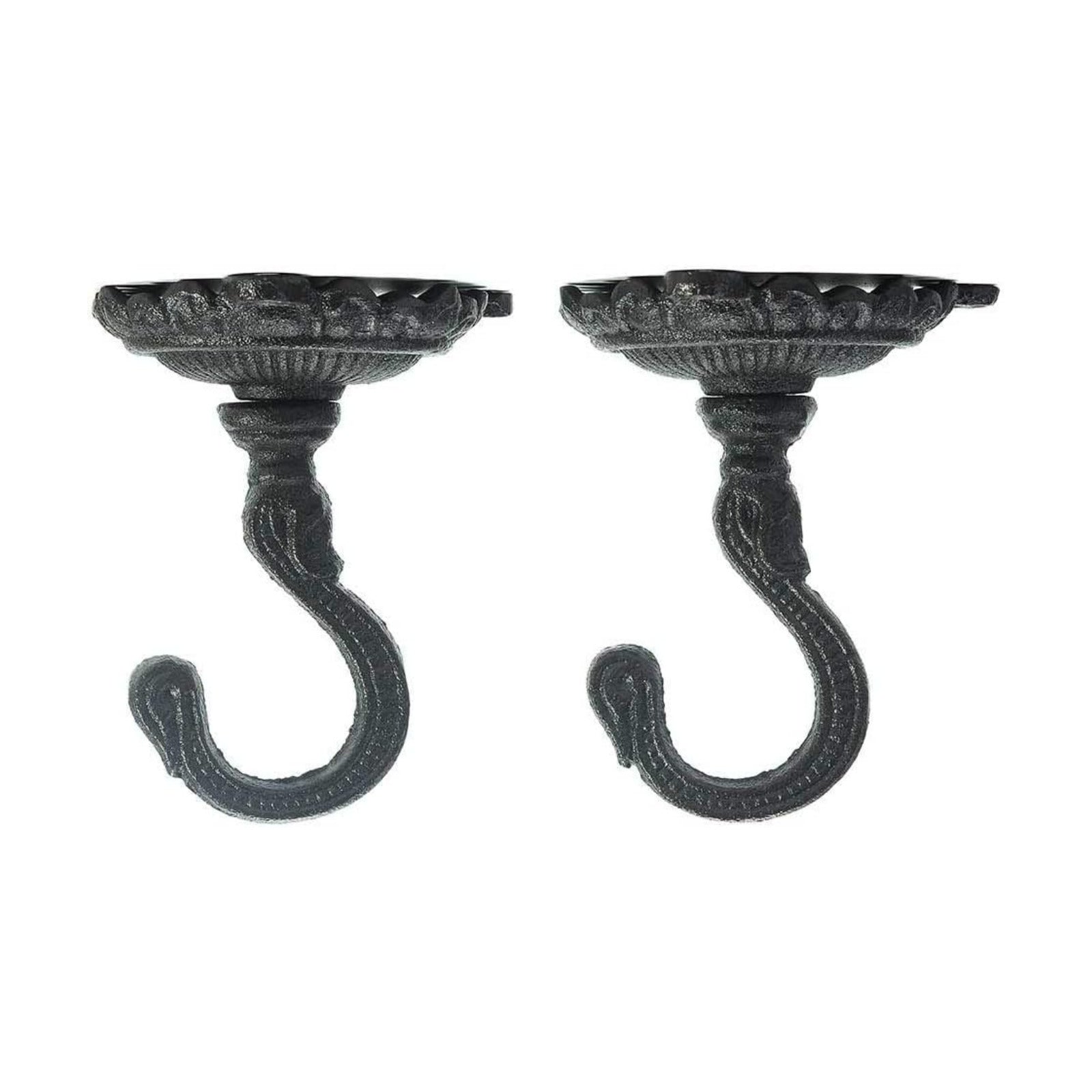 Sungmor Heavy Duty Cast Iron Ceiling Hooks - 2PC Black, 3.5x3.9Inch Decorative Plant Hangers, Indoor Outdoor Swag Hooks