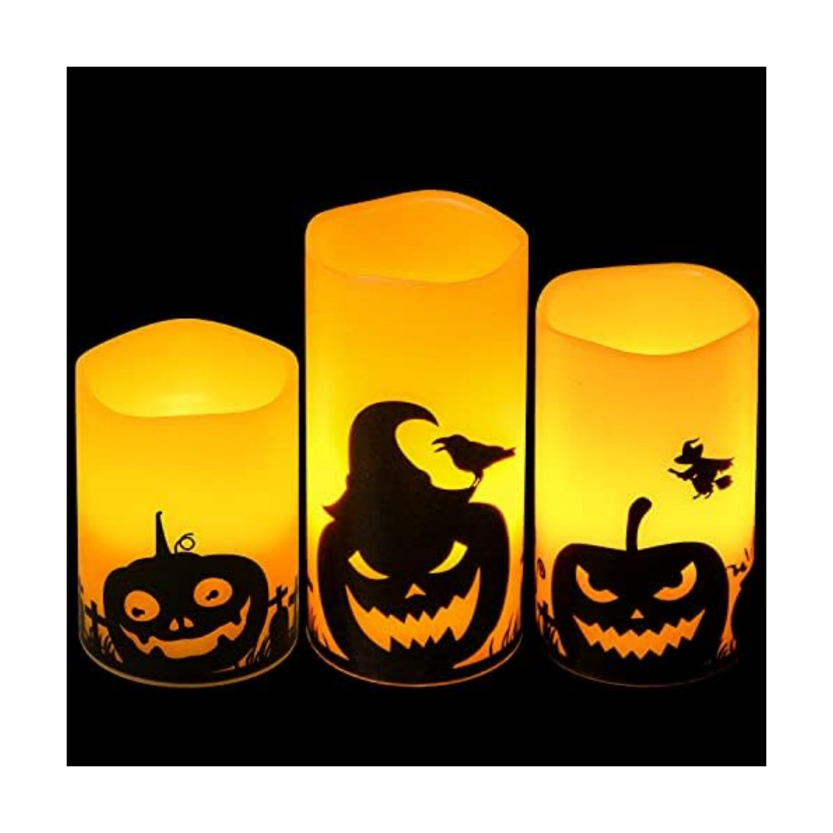 Eldnacele Pumpkin Halloween Flameless Candles Battery Operated with Timer