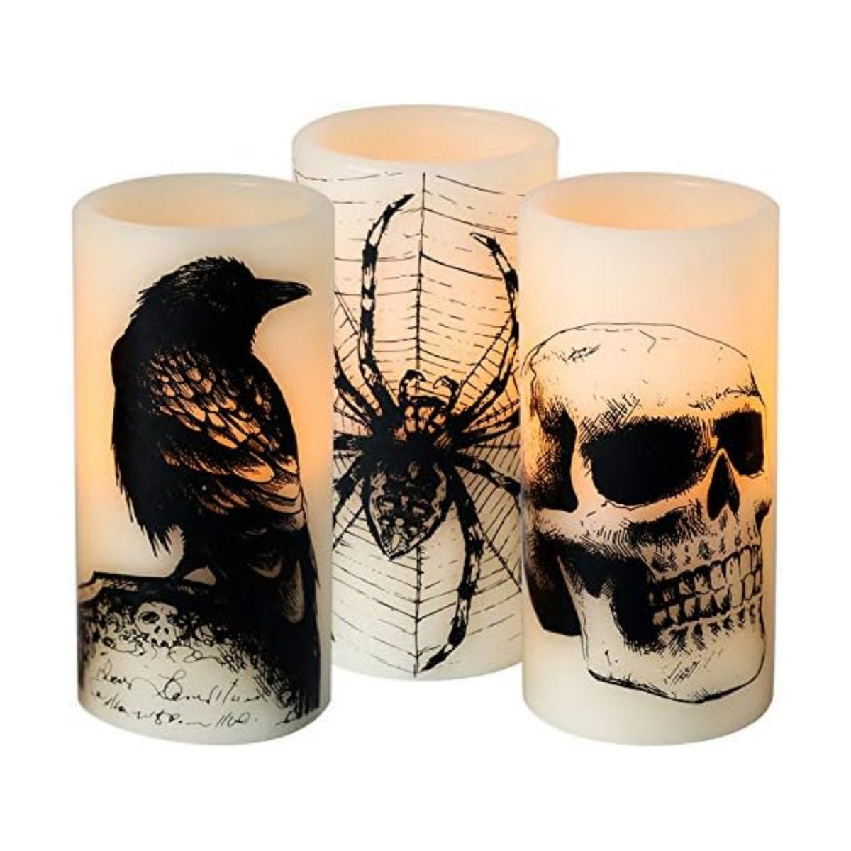 Halloween Skull Flameless Candles Battery Operated with 6H Timer