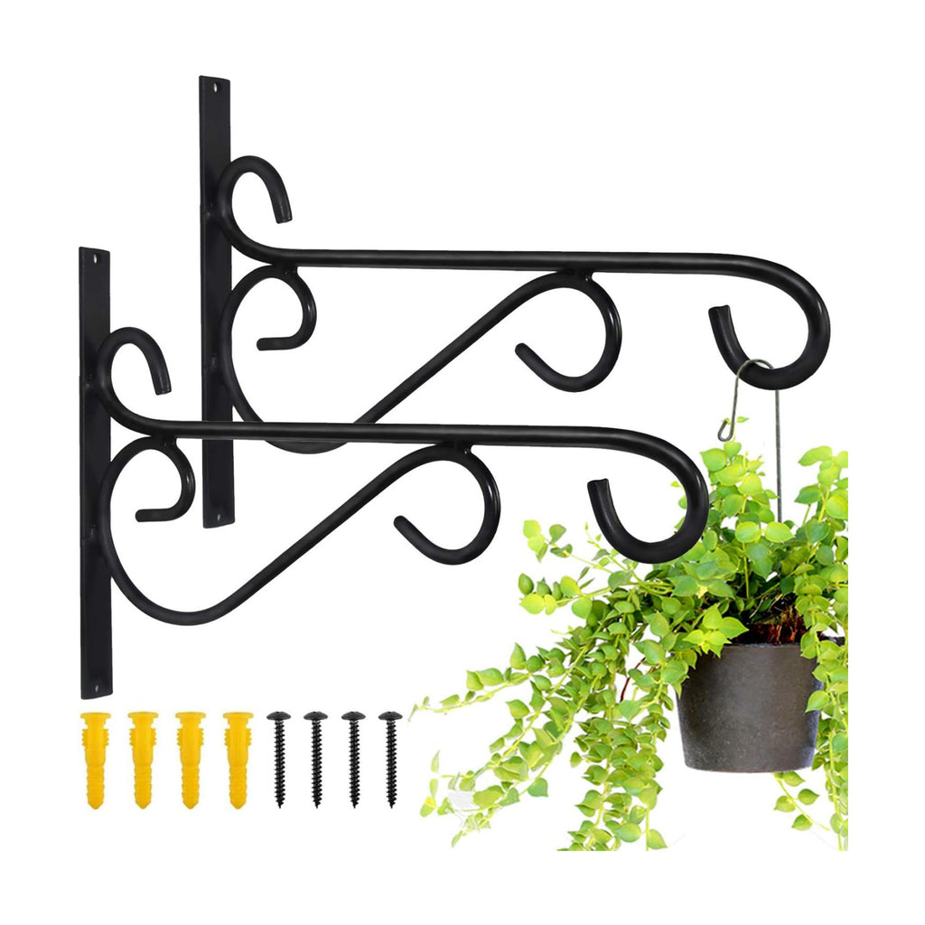 Hanging Plant Brackets, 2pcs 12 Inch Heavy Duty Wall Mount Bracket Strong Durable Rust-Resistant Plant Hanger Hook with
