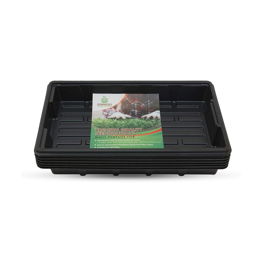 6 Pack Premium Quality Seedling Trays, Microgreens Growing Trays, No Drain Holes, Heavy Duty, Durable Plastic, 1.5mm Thick, Plants Drip Tray, Best for Sprouting Vegetables and Wheatgrass