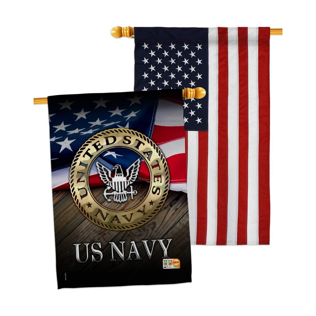 US Navy House Flag - Pack Armed Forces USN Seabee United State American Military Veteran Retire Official USA Embroidery