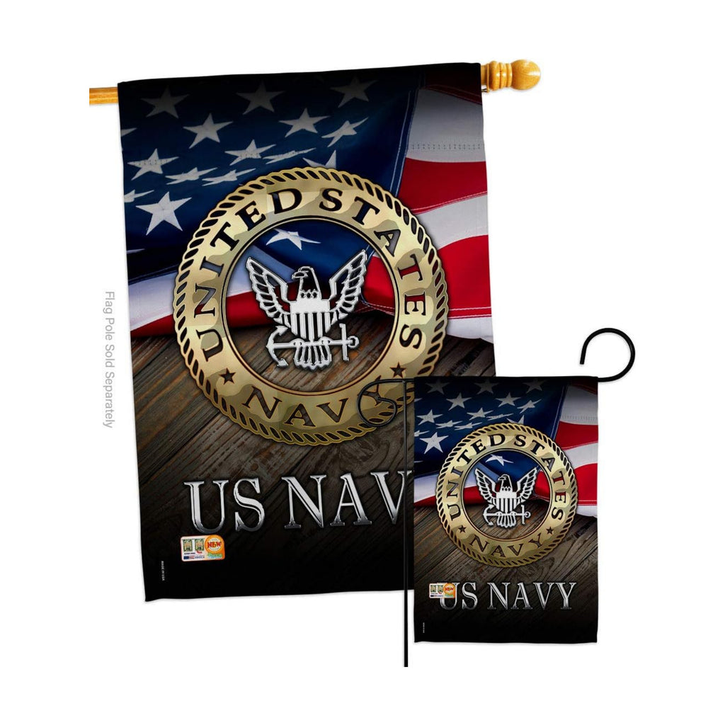 US Navy Garden House Flag - Set Armed Forces USN Seabee United State American Military Veteran Retire Official