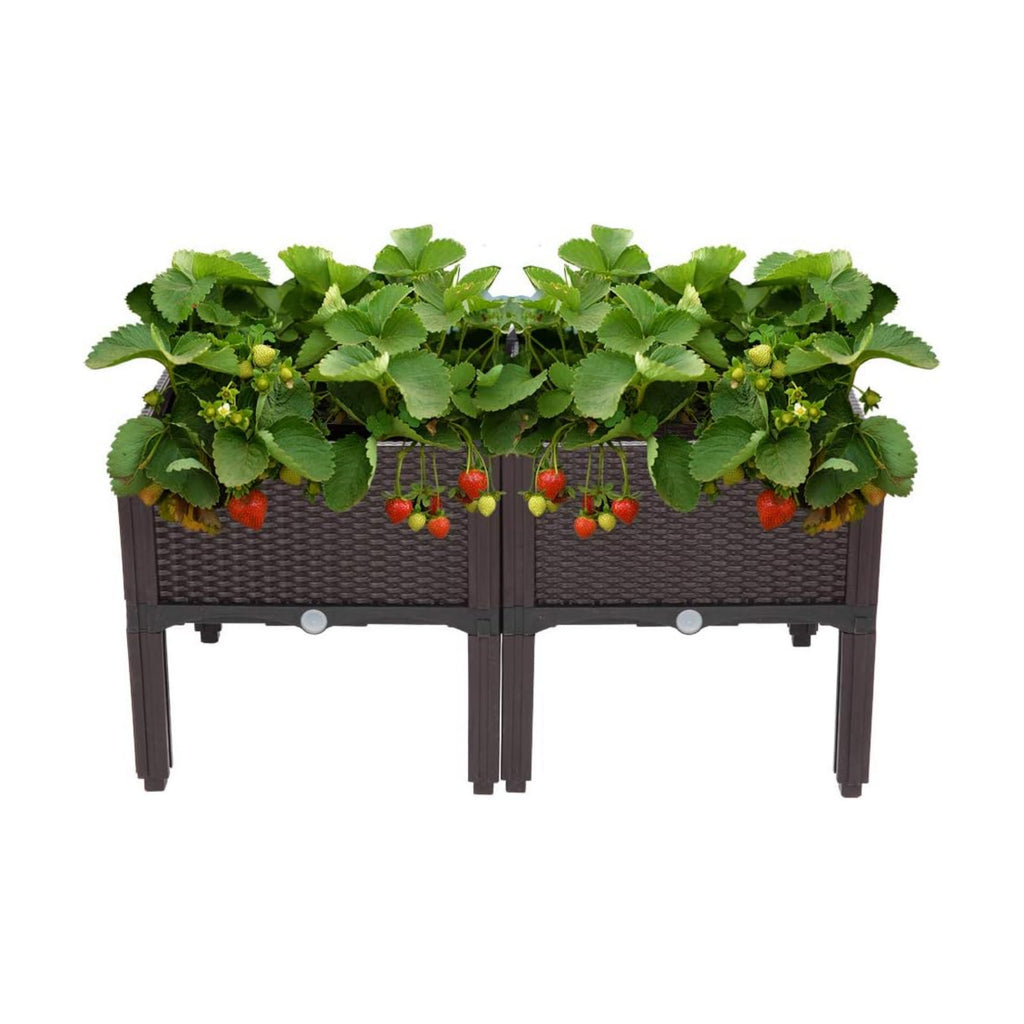 VINGLI Square Raised Garden Bed, Self-Watering Plastic Planter for Indoor Outdoor Vegetables, Fruits, Potato, Flowers