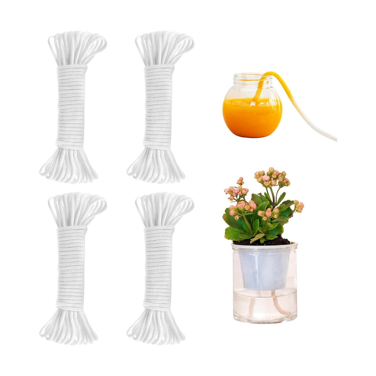 ORIMERC 120 feet 1/6 inch Self Watering Capillary Wick Cord Vacation Plant Sitter DIY Hydroponic Wicking Watering Planter Pot Automatic Water System Device Potted Violet Auto Seedling Waterer Rope