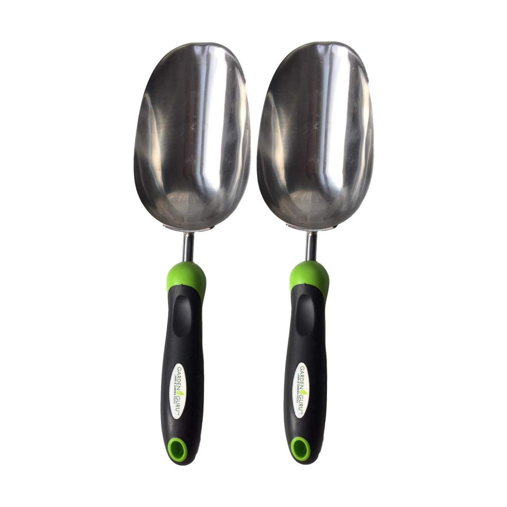 Garden Guru Super Strong Garden Scoop Trowel Shovel Transplanter - Stainless Steel - Rust Resistant - Ergonomic Grip - Perfect Hand Shovel for Gardening Transplanting and Digging (2 Pack)