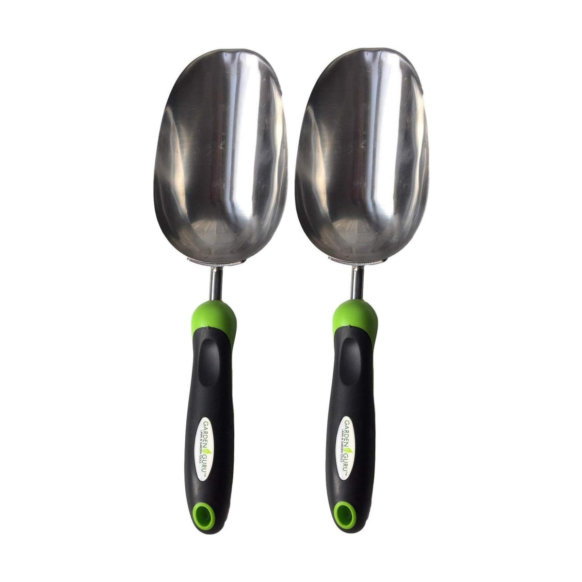 Garden Guru Super Strong Garden Scoop Trowel Shovel Transplanter - Stainless Steel - Rust Resistant - Ergonomic Grip - Perfect Hand Shovel for Gardening Transplanting and Digging (2 Pack)