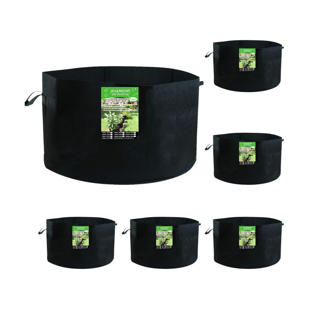 JES&MEDIS 6-Pack 45 Gallon Plant Grow Bags Thick Aeration Non Woven Fabric Flower Vegetable Pots with Handles Garden