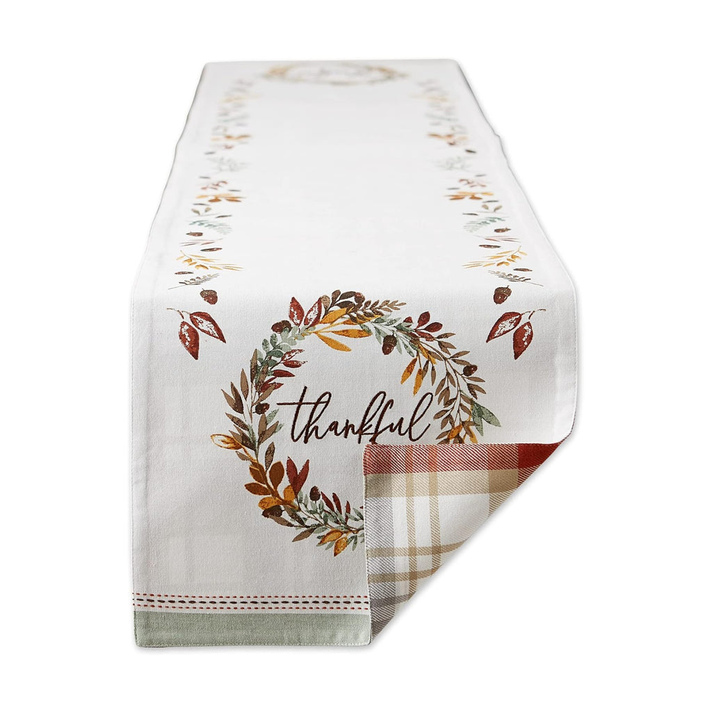 DII Thankful Autumn Collection Fall Tabletop Decoration, Reversible Table Runner, 14x108, Fall's Bounty