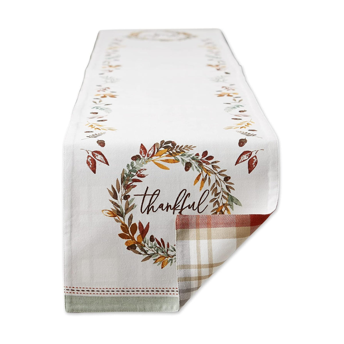 DII Thankful Autumn Collection Fall Tabletop Decoration, Reversible Table Runner, 14x108, Fall's Bounty