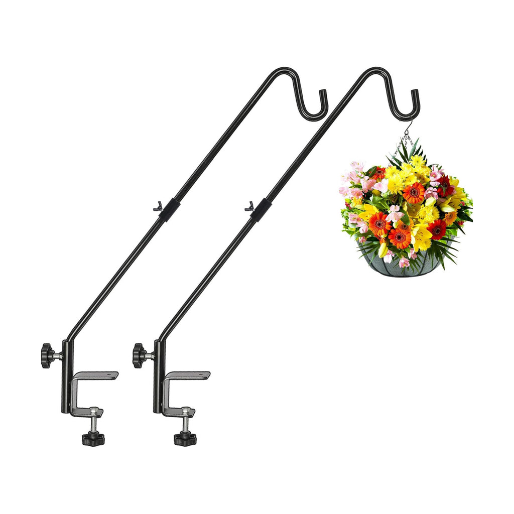 FEED GARDEN 31 Inch Heavy Duty Deck Hook, Non-Slip Clamp, 360 Degree Swivel, Black for Bird Feeders, Planters, Suet Baskets, Lanterns, Wind Chimes, 2 Pack