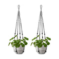 Mkono Macrame Plant Hanger Indoor 35 Inch Hanging Planter Basket Grey 2Pc