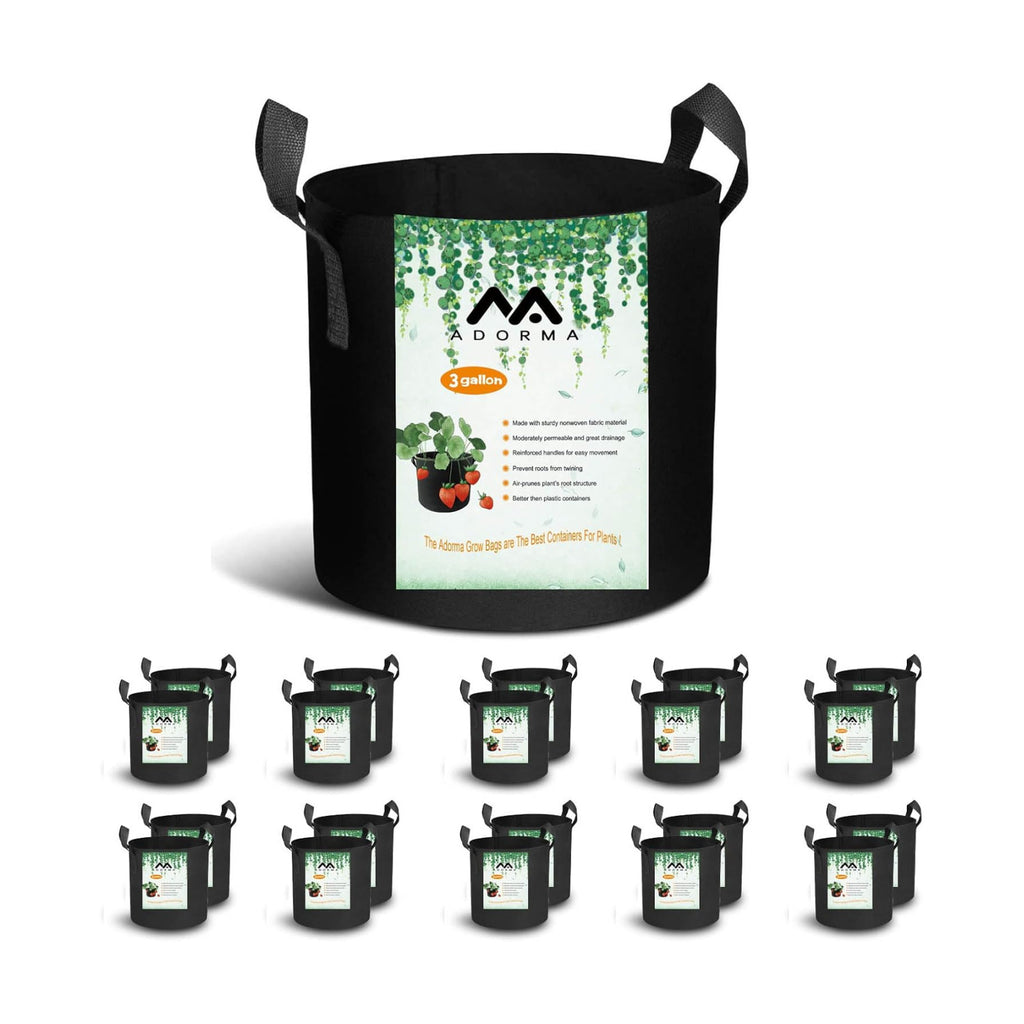 20-Pack 3 Gallon Grow Bags, Heavy Duty Aeration Fabric Pots with Handles,300G Thickened Nonwoven Pots for