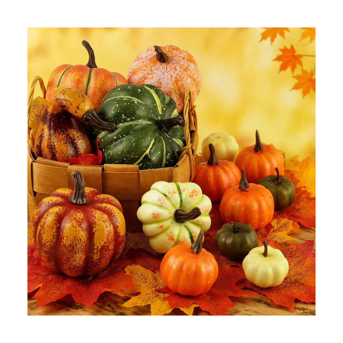 HAKACC 14 PCS Artificial Mixed Pumpkins for Decorating, Fake Pumpkins
