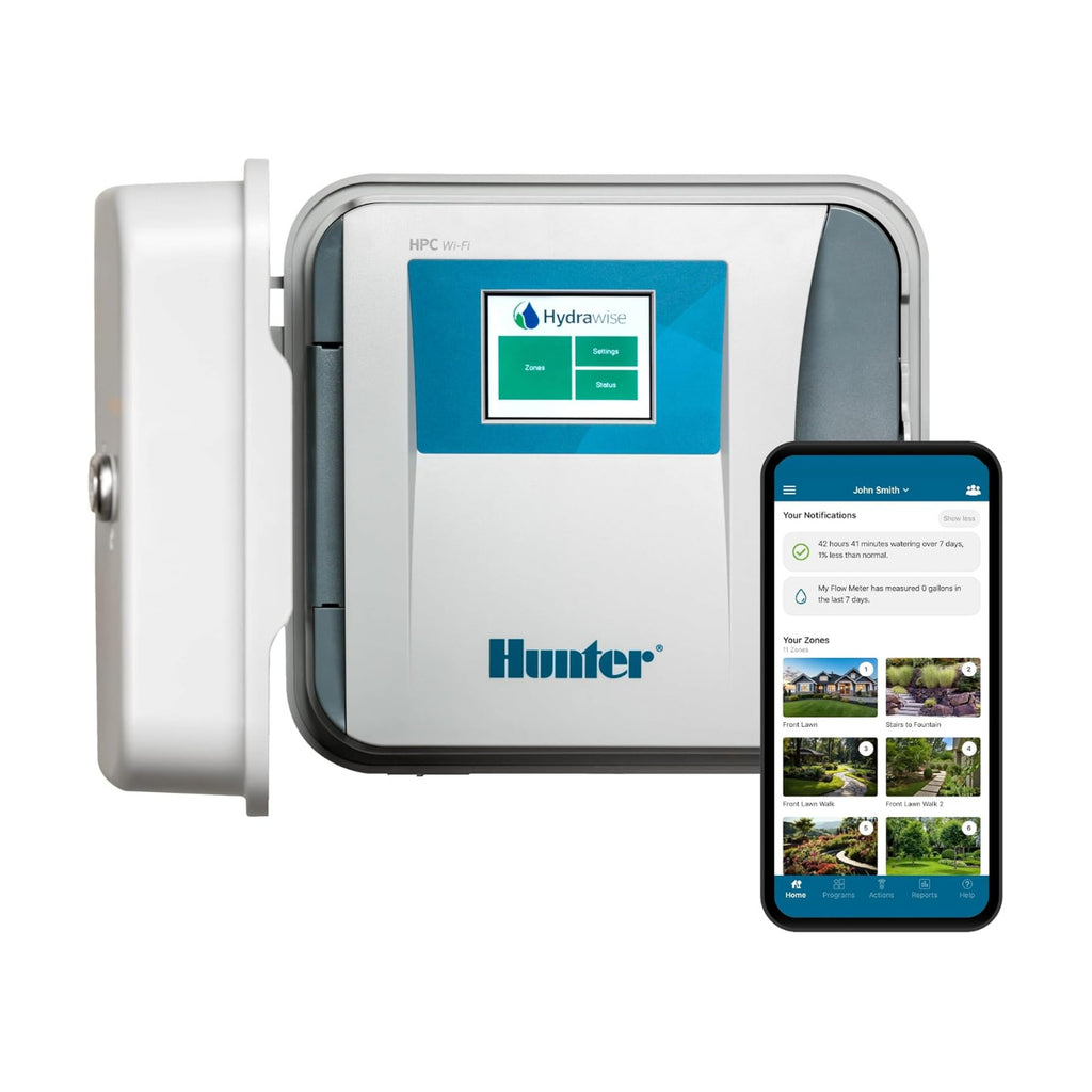 Hunter HPC400 Sprinkler Controller, 4 Zone, WiFi Smart Sprinkler Timer | Indoor/outdoor 4 station irrigation controller