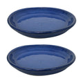 Sunnydaze 9" Ceramic Plant Saucers for Planters, 2pk, Imperial Blue | Indoor or Outdoor, Plant Drip Trays for Flower