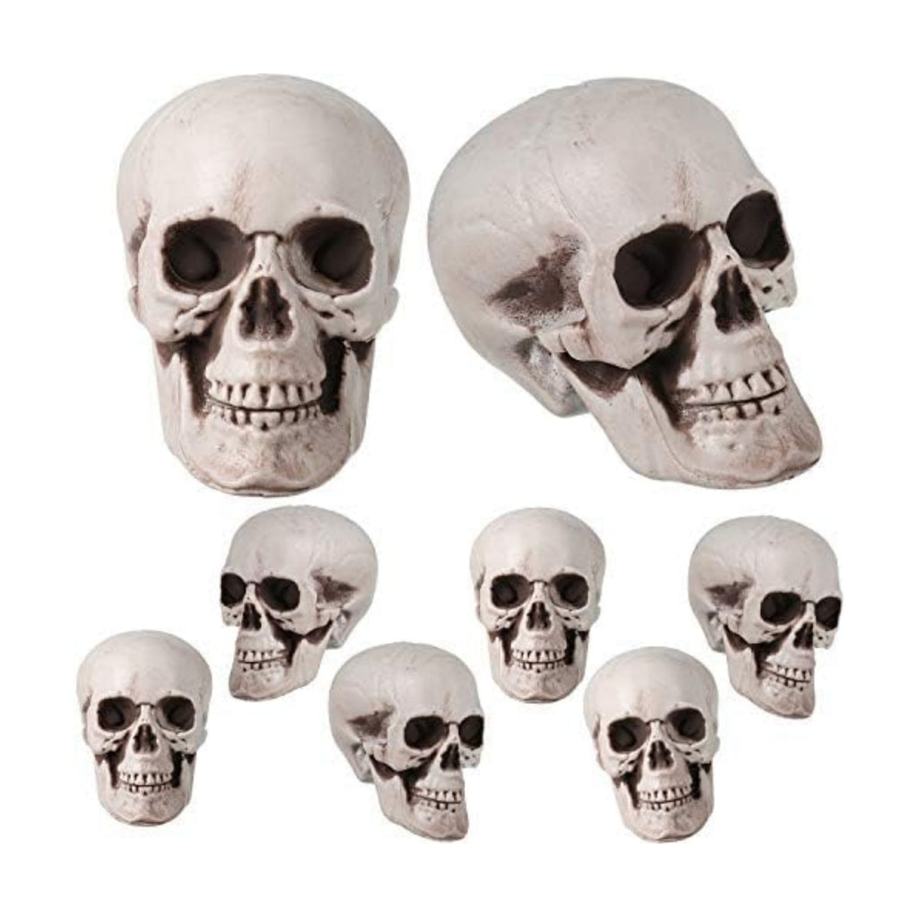 Boao 8 Pcs Halloween Skull Heads, 2.4 x 3.1 in Skeleton Skulls for Decor