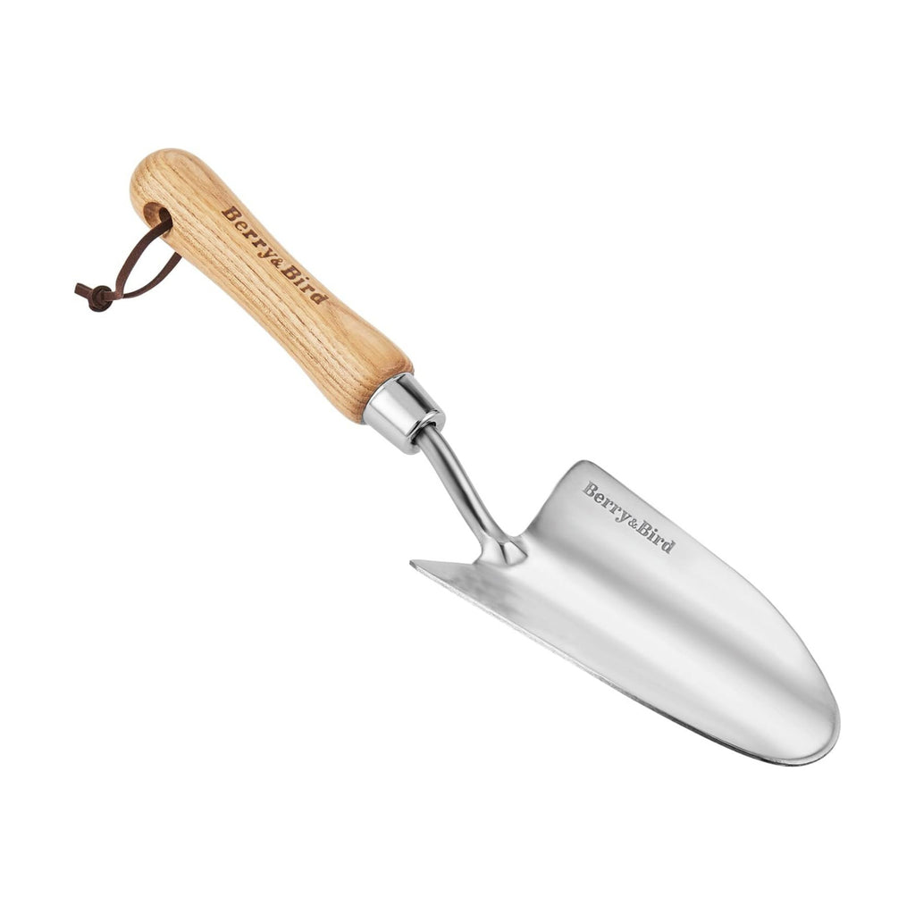 Berry&Bird Stainless Steel Trowel, Garden Small Flower Hand Shovel, Potting Soils Scoop with Wood Handle, Gardening Bonsai Tools for Transplanting Digging Weeding Planting