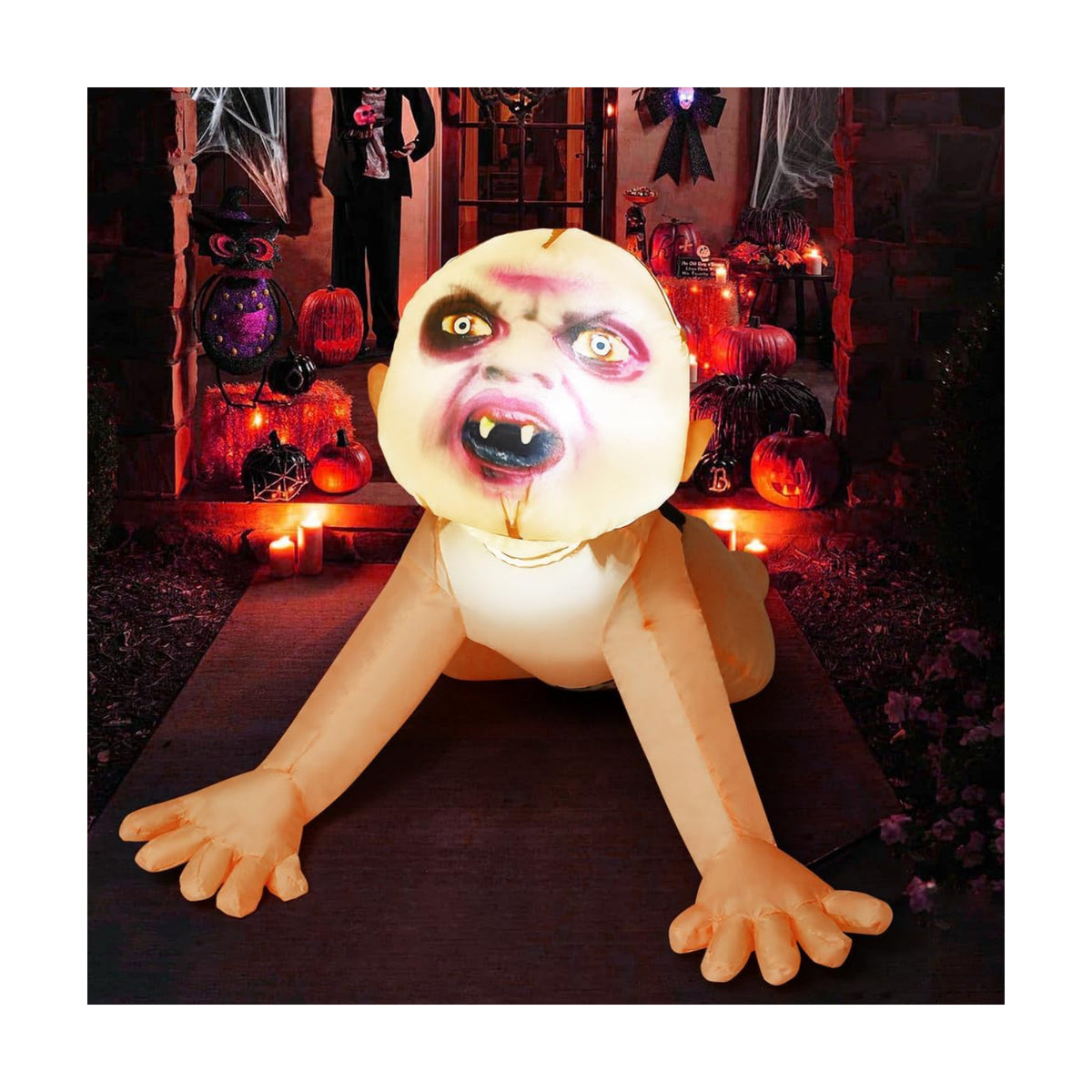 GOOSH 4 FT Halloween Inflatable Zombie Outdoor Decorations Blow Up Yard Scary Zombie with Built-in LEDs for Indoor Garden Lawn Party Decor