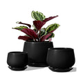 LE TAUCI Plant Pots, 4.1+5.1+6.5 inch, Set of 3, Black, Indoor Pot