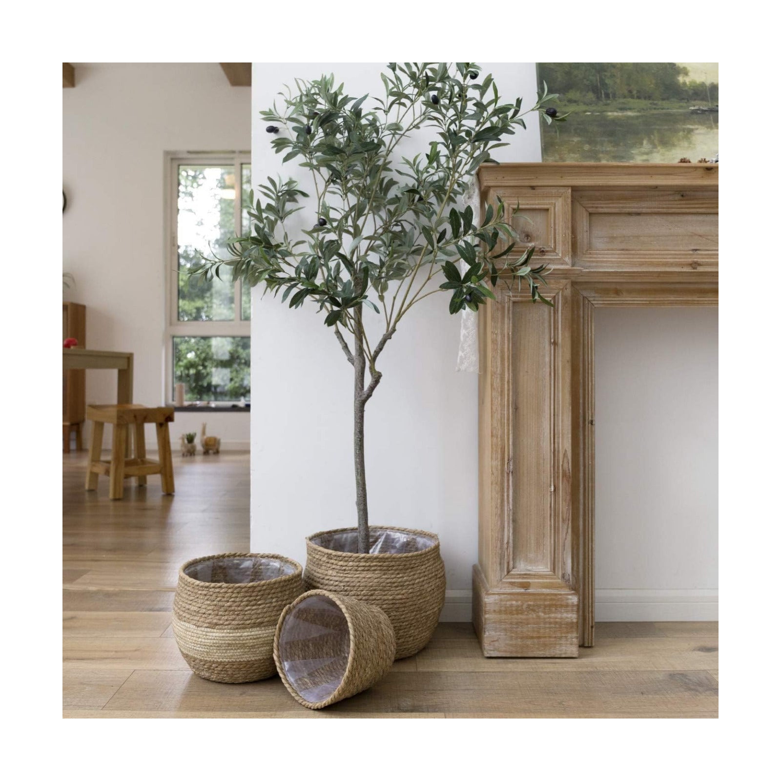 LA JOLIE MUSE Seagrass Basket Planters for Indoor Plants, Flower Pot 3 Pack | 13.5+12+9 Inch, Handwoven Natural