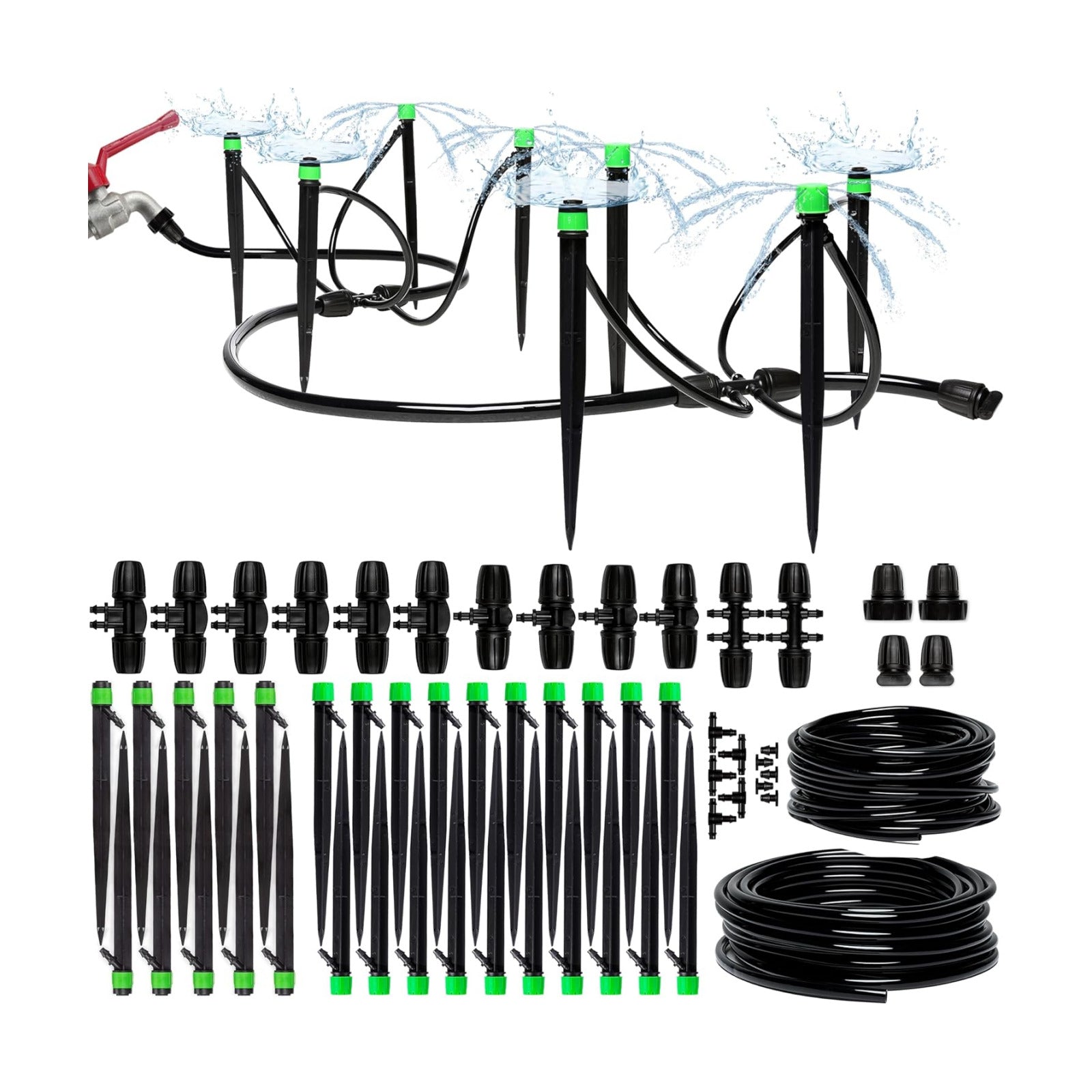 Drip Irrigation System Kit for Garden Watering, Sprinkler, 100 ft | For Garden, Yard, Raised Beds, Plants, Lawn, with