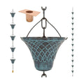 8.5FT Bell Iron Rain Chain for Gutters and Rain Barrel+Adapter, Blue | Rain Chains for Downspout, Rust-Prevent Plated