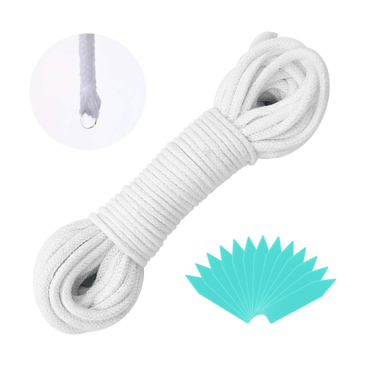 Augshy 1/6 Inches Self Watering Wick Cord String Cotton Rope for DIY Plant Automatic Watering Device (40 Feet)