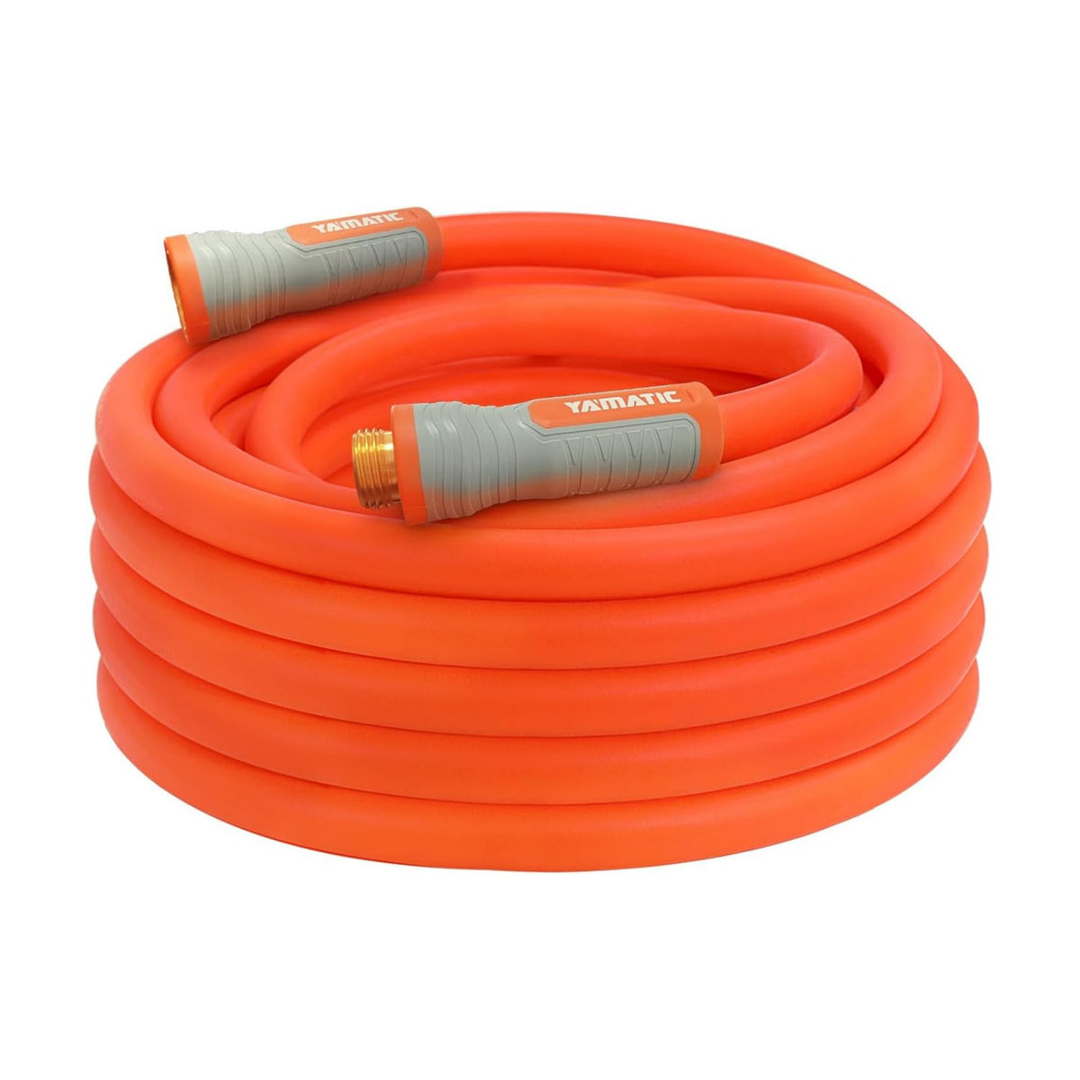 YAMATIC Flexible Garden Hose 5/8" x 50ft, 360° Swivel Handle, Burst 600 PSI | Water Hose for All-weather, 3/4" Brass