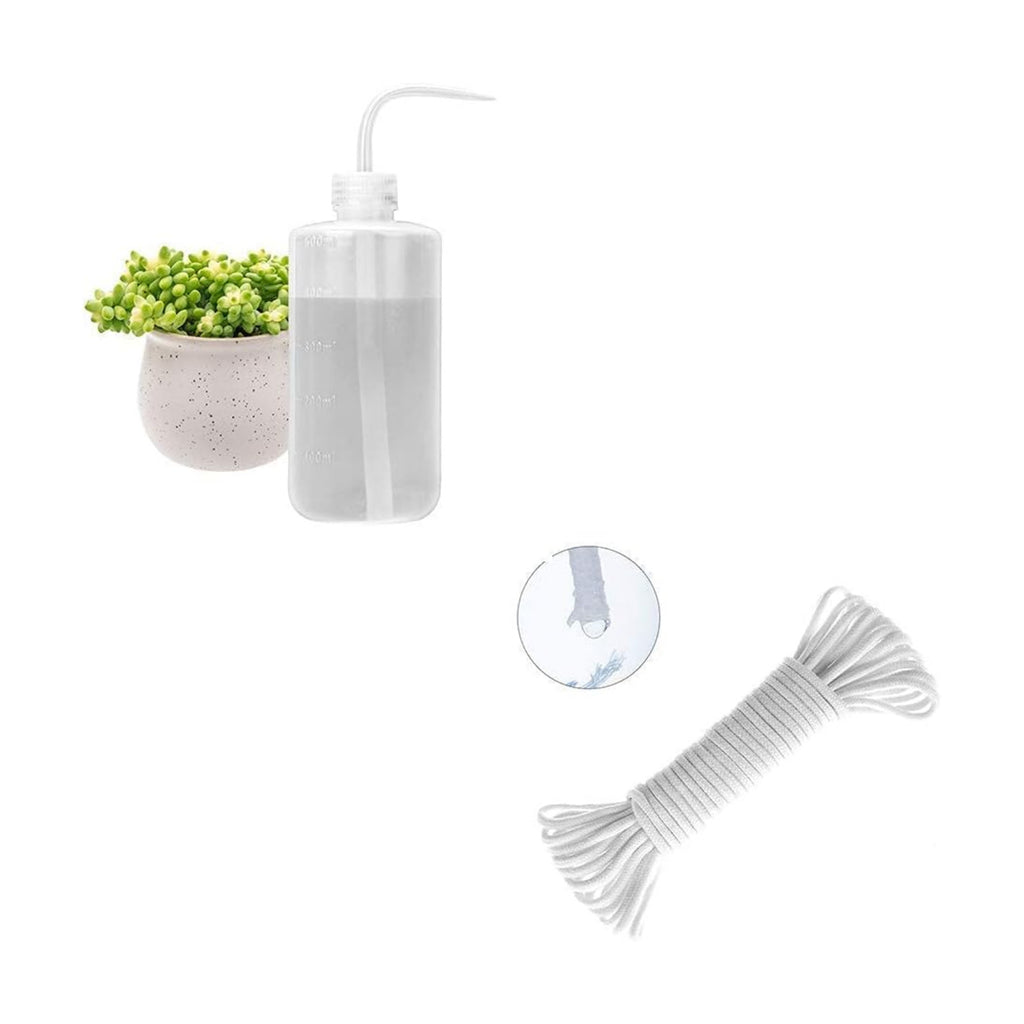 ORIMERC 30 Feet Self Watering Wick Cord for Vacation Potted Plants Planter Sitter Auto Waterer Wash Can Bonsai Terrarium Orchids Seedling African Violets and 500ML Watering Bottle for Succulents