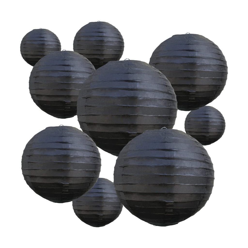 BEISHIDA Black Paper Lanterns 10Pcs 4/6/8/10/12 Inch Round Chinese Lamp