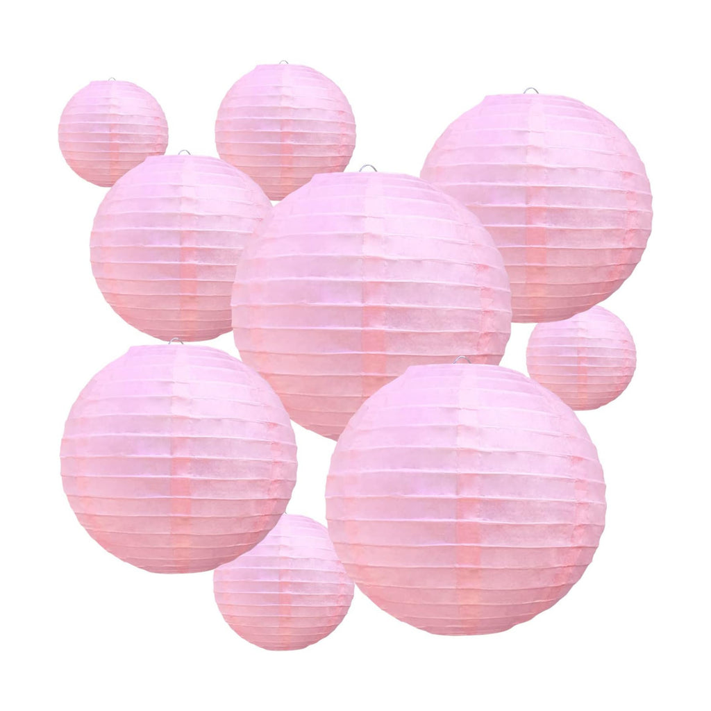 BEISHIDA Pink Paper Lanterns 10Pcs 4/6/8/10/12 Inch Round Chinese Lamp
