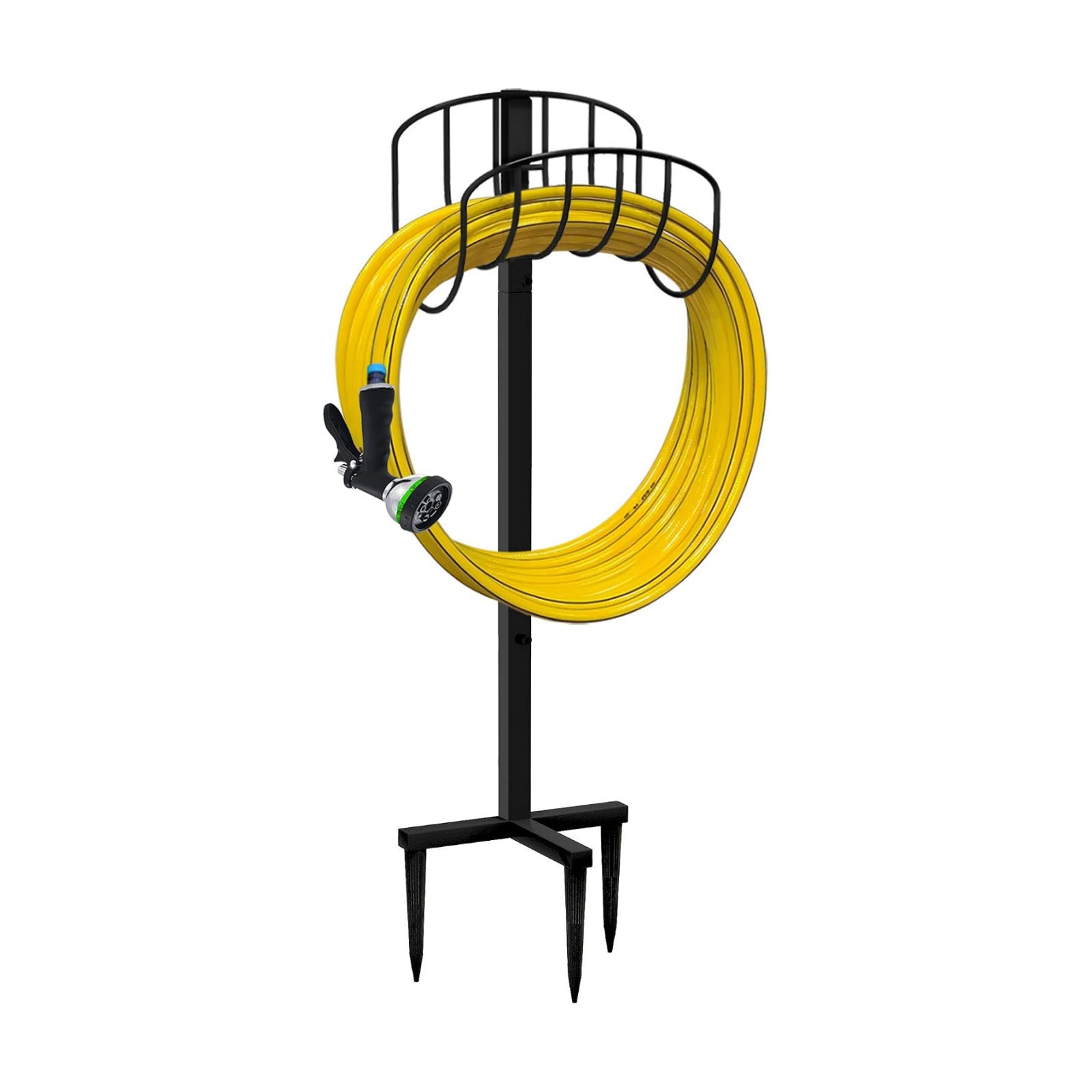 Freestanding Garden Hose Holder Hanger, Outdoor Heavy Duty Metal Water Hose Storage Holders Stand Organizer Rack