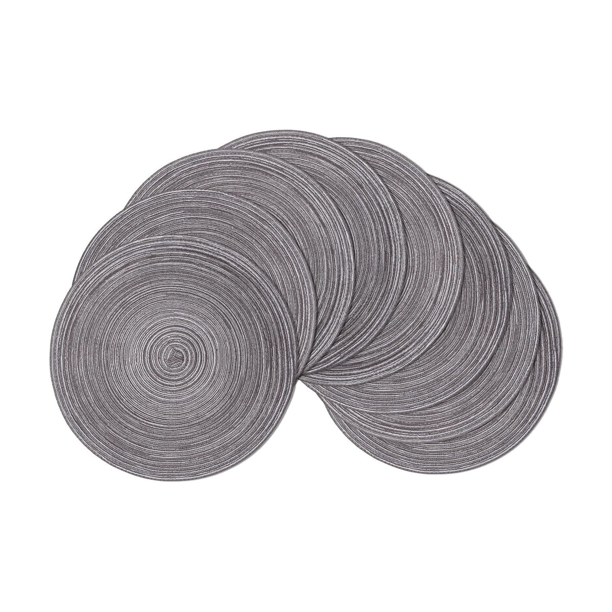SHACOS Round Braided Placemats Set of 8 Round Table Mats for Dining Tables Non Slip Washable (Black Gray, 8)