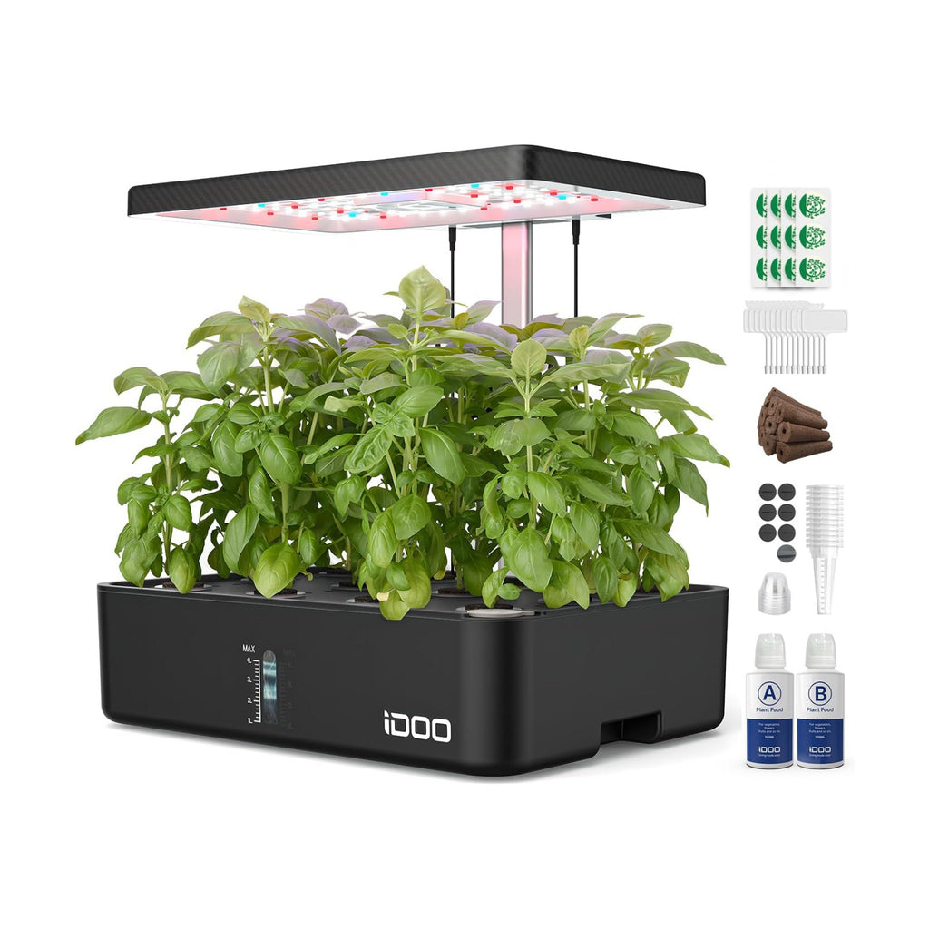iDOO 12Pods Hydroponics Growing System Garden with LED Grow Light | Indoor Herb Garden for Home Office, Built-in Fan