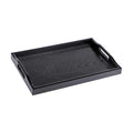 MDLUU Plastic Serving Tray, Ottoman Tray with Cutout Handles, Rectangle Butler Tray for Breakfast in Bed, Coffee Table Decor, Party (Black)